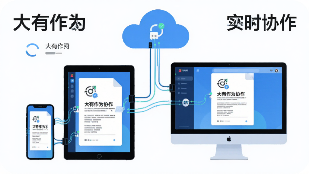 ����չʾ��̨�豸ͨ���ƶ�����ͬһ���ĵ����ֻ���ƽ���������Ļ����ʾ��ͬ�Ĵ�����ΪЭ�����棬���ֲ��������ι�ͼ�����Ϊ�Ƽ��б�ƽ�廭��ϸ����ͻ����������������ͬ��ͼ�꣬���������������޶���Ԫ�أ�ͼƬ�����ֱ�ע��������Ϊ���롰ʵʱЭ��������