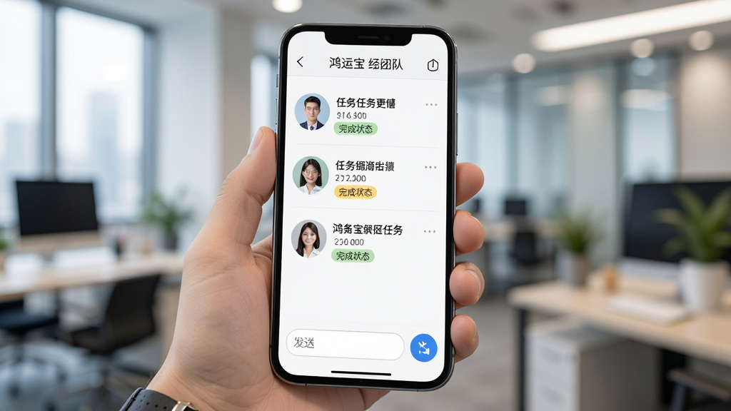 ���˱��������Ŷ�Э����Ϣҳ�棬�ֻ���Ļ��ʾ����ʽ����֪ͨ�б���ÿ����Ϣ�����Բ��ͷ���Ҳ���ʾ������������״̬��ǩ���ײ���������뷢�Ͱ�ť���ֻ��������У�������ģ���İ칫�һ���������ִ��������������޶���Ԫ�ء�