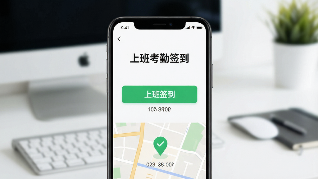 ��ͼչʾһ�������ֻ���Ļ����Ļ������ʾ���ϰ࿼��ǩ����Ӧ�ý��棬���������Ŀ��ǩ����ť�͵�ͼ��λ��ǣ������Ǽ��İ칫���棬�������������־��У��Ű�ɾ����䣬���Ϊ�ִ���ƽ���Ƽ��磬ϸ���ϳ��ִ򿨳ɹ���ʱ�������ɫ�Թ�ͼ�꣬���ʸ��壬�ɾ����޶���Ԫ��