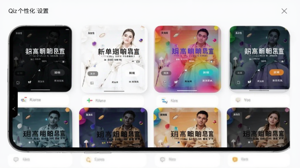 Qiz���Ի��������ý��棬�ֻ���Ļ��չʾ�������Ԥ����Ƭ��������ɫ��ǳɫ����ɫ�Ȳ�ͬ��񣬽��沼�����룬��������������ִ������ʸɾ�
