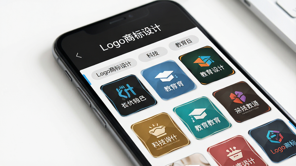 �ֻ���Ļ��չʾLogo�̱����������ģ�����棬�����ǩ�����ɼ����������Ƽ���������ͼ���������룬ÿ��ģ������ͼ������ͼ����������ϣ������Ϸ��С�Logo�̱���ơ������������Ǹɾ��İ�ɫ���棬�������������񣬻��ʸɾ����޶���Ԫ�ء�