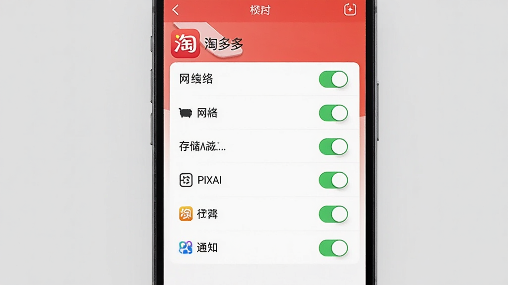 һ��AI��ͼ������Ϊ�ֻ���Ļ��ʾ�Զ��Ӧ��Ȩ�����ý��棬����Ϊ����ͼ���Ű���Ȩ���б��������У����ΪдʵUI��ͼ���ϸ�ڰ������硢�洢��֪ͨ��Ȩ�޿���ͼ��͡��Զ�ࡱӦ�����ƣ�����Ϊǳ��ɫ�����������ɾ��޶���Ԫ��