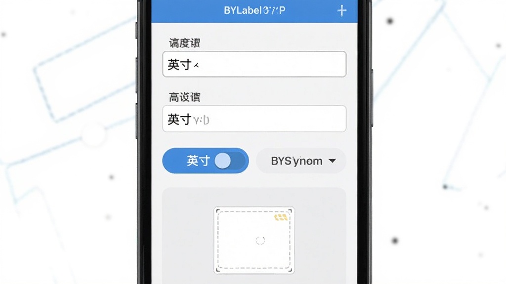 BYLabel��ǩ��ӡ�ߴ����ý��棬����Ϊ�ֻ���Ļ��ʾ��ǩ���ȸ߶�����򣬲���Ϊ����ʽ�������У��Ű����������Ϊ���򹤾߷磬ϸ�ڰ�������Ӣ�絥λ�л���ť��Ԥ��ʾ��ͼ�����ʸ���ɾ��޶���Ԫ��