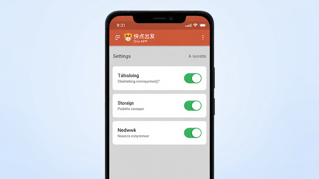 ����������һ����׿�ֻ���Ļ��д����Ļ����ʾ������˾��APP��Ȩ�����ý��棬������λ���洢������Ȩ�޿��ء����ֲ�������ƽ�ӣ��ֻ�λ�ڻ������룬����Ϊ��͵�ǳ��ɫ���䡣�Ű��࣬���ƫ�����ָ�����ͼ��ϸ�ڰ���Ȩ�޿��ص���ɫ����״̬�����ò˵�ͼ�����ʾ���֣�����Ҫ����塢�ɾ����޶���Ԫ�ء�