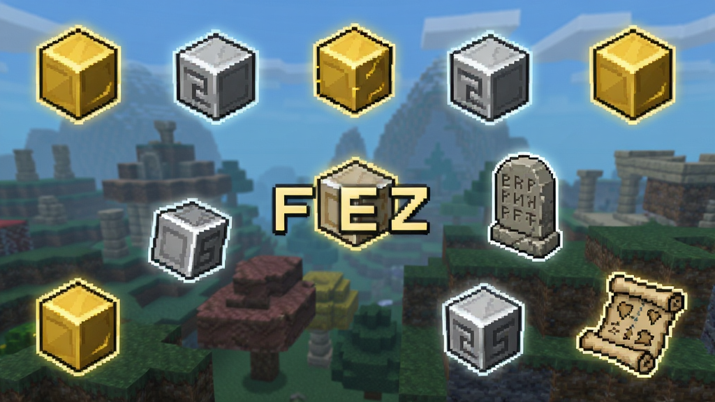 ��˹ FEZ �ռ�Ҫ��չʾͼ����������Ϸ�е���������Ƭ�ͷ�������Ư�������س����У����ֲ���ɢ��ʽ�Ų����Ű��ϸ����ռ�Ʒ�Է���������ʶ�����Ϊ�����������ϸ�ڰ�����ɫ��������Ƭ����ɫ�������塢���йŴ����ֵ�ʯ�����ر�ͼ���ᣬ���ʸ��� �ɾ� �޶���Ԫ��