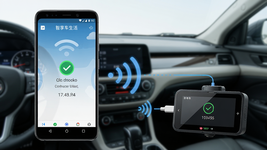����չʾһ����׿�ֻ����г���¼��ͨ��WiFi���ӵ�ʾ��ͼ���ֻ���Ļ��ʾ����������APP�����ӳɹ����棬����Ϊ���ڼ�ʻ���ӽǣ�����Ϊ���Ͻ��ֻ���д�����½Ǽ�¼���豸�����Ϊдʵ�Ƽ��磬ϸ�ڰ���WiFi�źŲ��ơ���ɫ���ӳɹ�ͼ�ꡢʱ����ʾ�����ʸ��壬�ɾ���࣬�޶���Ԫ��