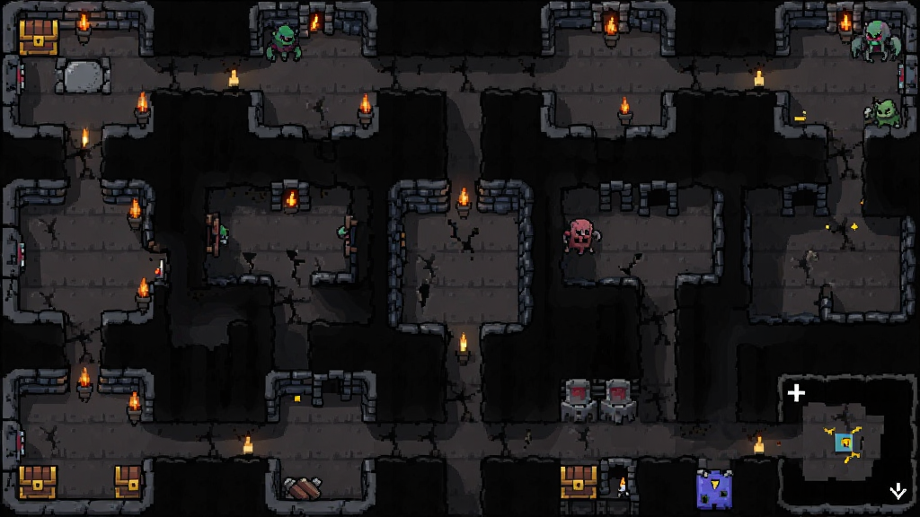 Voidpet Dungeon������ε�ͼ���ͼ��������չʾ����ֲ�ͨ�������������壬�����б���͹���ͼ�꣬���岼�ִ������£����Ϊ���ڿ�ͨ���ط磬ϸ�ڰ����������ơ���ѹ�Ӱ��С��ͼ��ǣ������������ɾ����޶���Ԫ��