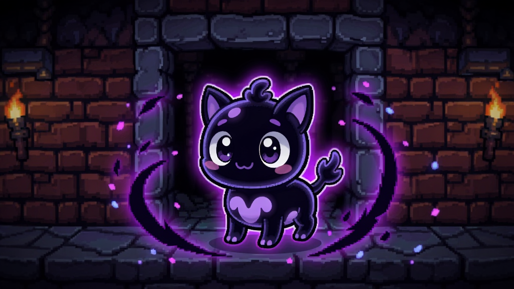 Voidpet Dungeon��Ϸ�����棬������һֻ�ɰ�����ճ���վ�ڵ�����ڣ���Χ�����Ű���ɫ������Ч�����������ط��ĵ��³�ͨ����������������������ͻ�������־��У����Ϊ���ڿ�ͨ��ϸ�ڰ���������顢����שǽ�������������ӣ����ʸ��壬�ɾ����޶���Ԫ��