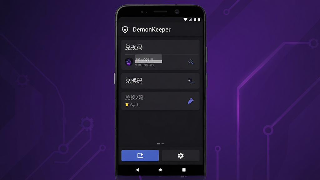 һ��չʾDemonKeeper������������ֻ���ͼ���ͼƬ������������һ��������׿�ֻ�����Ļ����ʾ��ɫ�����Ӧ�ý��棬�����С�DemonKeeper����ɫ�������֣��м��Ƕһ����б���Ƭ���ײ��й��ܰ�ť������Ϊ����ɫ���䣬�����Ƽ��У�ϸ�����������ʸɾ����޶���Ԫ��