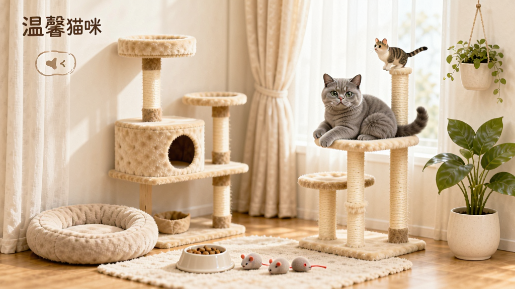 ��ܰè�䳡�����ý��棬����չʾһ������װ�ε�è�䷿�䣬��è���ܡ�è�ѡ�ʳ�衢������󡢴�������ֲ��һֻӢ��è����è��������ˣ�����岼���������ۣ������ܰ���������ʸ���ɾ��������пɴ��С���ܰè�䡱����