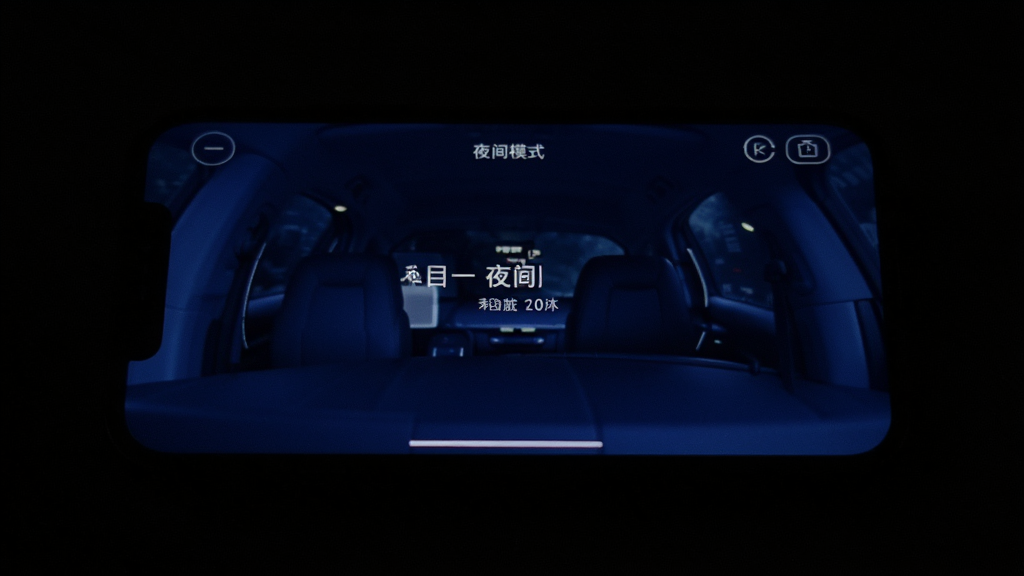 手机在暗光环境下显示科目一夜间模式界面,主体为手机和深色背景,布局采用侧面视角,排版屏幕居中,风格为暗色护眼风,细节包括深蓝底色和浅色文字,画质清晰,干净,无多余元素