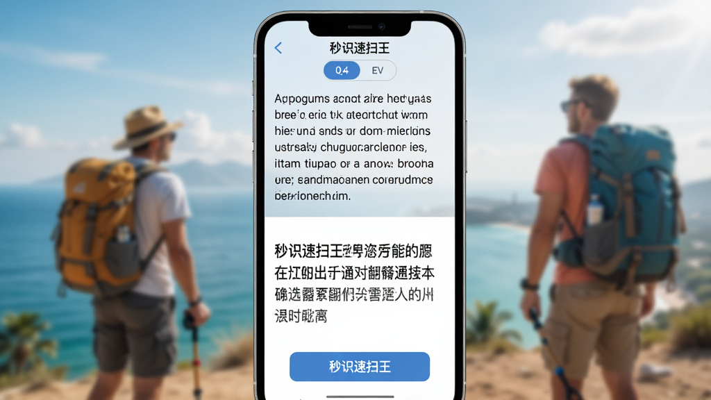 һ��չʾ����ʶ��ɨ�������빦�ܵ�ͼƬ���ֻ���Ļ�ϰ벿����ʾӢ�Ķ��䣬�°벿����ʾ���ķ���������Ļ�����������л���ť������Ϊ���г���ģ���黯�����Ϊ�ִ���Լ�磬ϸ�ڰ��������Ű�Ͱ�ťͼ�꣬�����������ɾ����޶���Ԫ��