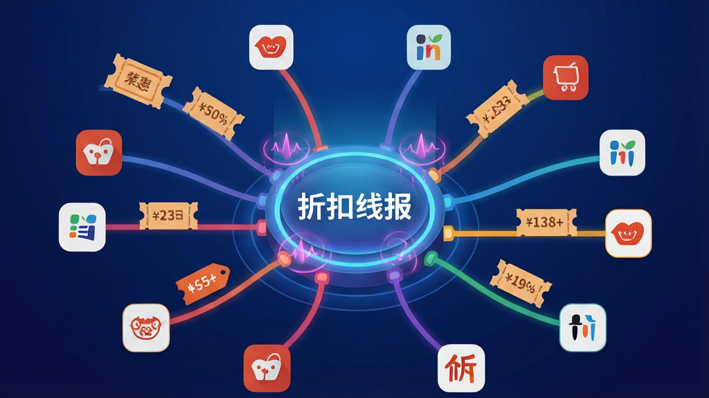 һ��չʾ���ۿ��߱���ʵʱ�ۺϹ��ܵĲ廭������������һ�������Բ��������Ŧ����Χ�����������ɫ���������Ų�ͬ����ƽ̨��ͼ�꣬�������������Ż�ȯ�ͼ۸��ǩ�ķ��š����ֲ��÷���״��ͼ�����Ϊ��ƽ���Ƽ��廭��ϸ������Ŧ���������Ч������Ϊ����ɫ���䡣���ʸ��壬����ɾ����޶���Ԫ�ء�