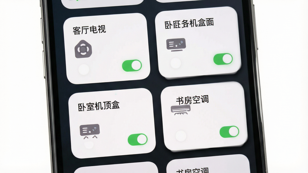 һ��չʾ����ң������ͨApp���豸���������ͼƬ����������Ϊ�ֻ���Ļ����Ļ����ʾ�Ŷ���豸��Ƭ����Ƭ�Ϸֱ��ע