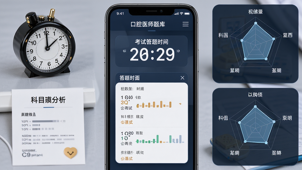 ��ǻҽʦ����ģ�⿼�Խ��棬�ֻ���Ļ��ʾ���Ե���ʱ�ʹ��⿨����Χ�м�ʱ�����ɼ������״�ͼԪ�أ����־��У��Ű�Գƣ�����Ͻ����Է磬ϸ��ͻ������ͳ�ƺͿ�Ŀ���������ʸ��壬�ɾ����޶���Ԫ��