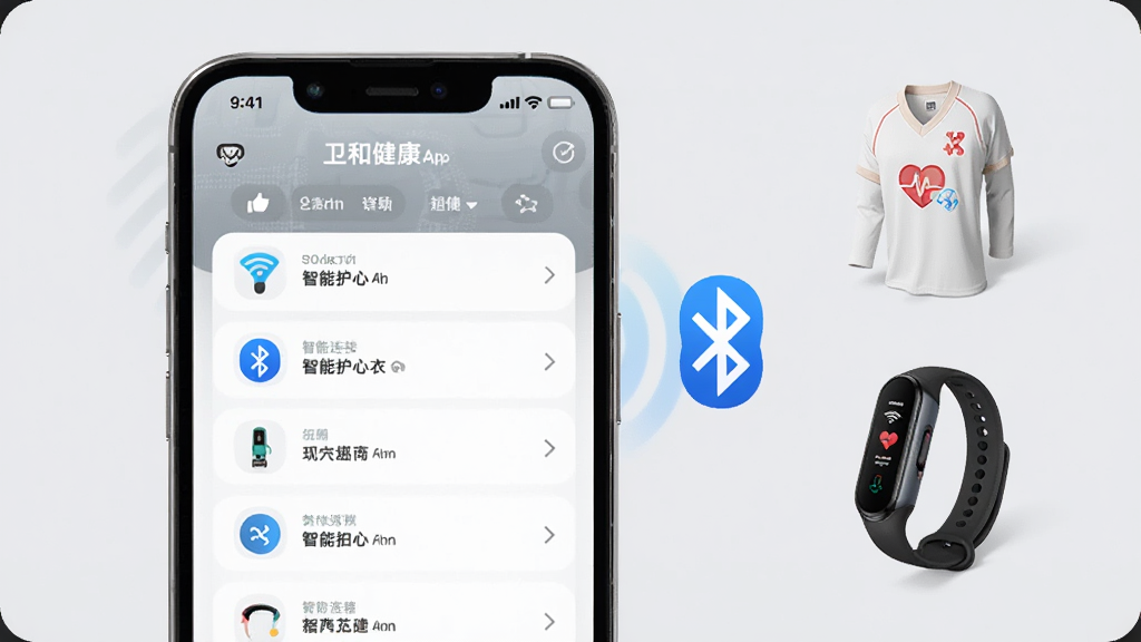 ����չʾ���ͽ���app���豸���ӽ��棬�ֻ���Ļ������ʾ���������������豸�б����Ա������ܻ����º������ֻ���ʵ��ͼ�꣬�������ӷ��������ɼ�������Ϊ����ǳ��ɫ��������Ƽ���ʮ�㣬����ɾ������ʸ��壬ͻ���豸�����ı����