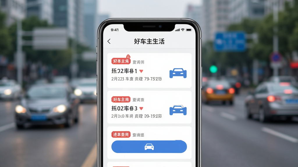 ��������һ���ֻ���ʾ���ó������Υ�²�ѯҳ�棬ҳ�����г�����Υ�¼�¼������Ϊ���е�·�黯����������Ϊ���жԳƣ����Ϊ���¼�Լ��ƽ����ϸ�ڰ�����ɫ��ʾ��ǩ����ɫ��ѯ��ť������ͼ�꣬���ʸ���ɾ��޶���Ԫ��