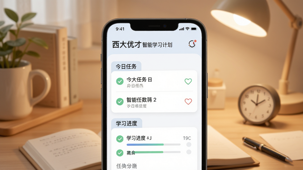 �����Ų�����ѧϰ�ƻ����棬�ֻ���Ļ��ʾ�����������嵥���������������񡱡�ѧϰ���ȡ���Ԫ�أ�����Ϊ��ܰ�����������������ͼ�Լ��ϸ���д򹴱����ʱ��ͼ�꣬���ʸ��壬������Ԫ��