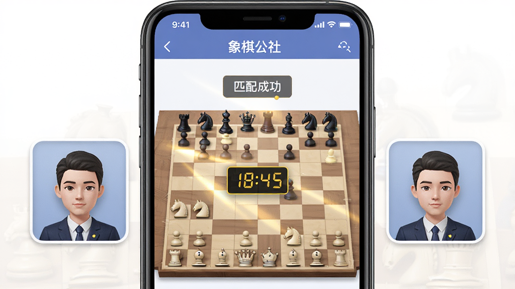 ����Ϊ�ֻ���Ļ��ʾ�����幫�硱����ƥ��ɹ����棬��λ��������ͷ��������࣬�м�Ϊ�����뵹��ʱ���������½ṹ���Ű�ͻ��ƥ��ɹ����������Ϊ�罻Ӧ�ý�����ϸ�ڰ���ͷ��򡢼�ʱ�������̹�Ӱ�����ʸ��壬�ɾ����޶���Ԫ��