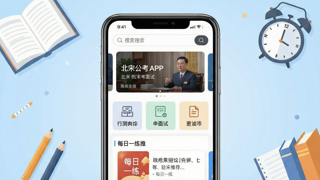 ��������һ�������ֻ�����չʾ���ι���APP��ҳ���棬�Ϸ�Ϊ���������ֲ�ͼ���в�Ϊ�в��������Է�����ڣ��·�Ϊÿ��һ���Ƽ���Ƭ������Ϊǳ��ɫ���䣬��׺�鱾��Ǧ�ʡ�ʱ�ӵ�ѧϰԪ�أ�������ñ�ƽ��UI����Ű�ɾ����࣬�����������޶���װ�Σ����ֱ�ע�����ι�����