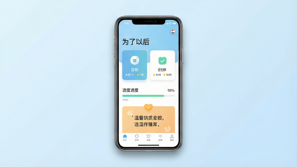һ�ż�����µ��ֻ�Ӧ�ý���չʾͼ������������һ���ִ������ֻ�����Ļ����ʾ�š�Ϊ���Ժ�Ӧ�õ���ҳ����ҳ����Ŀ�꿨Ƭ������������ܰ����־��䡣����Ϊ��͵�ǳ��ɫ���䣬���־��жԳƣ����ƫ���ƽ���뼫�����壬ϸ�����ֻ���Ե����΢��Ӱ���������������ɱ棬���廭�ʸɾ��������޶���װ��Ԫ�ء�