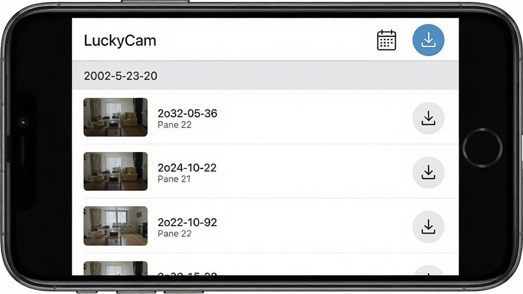 һ��չʾLuckyCam�ֻ�App¼��ط��б�����ĺ���ͼ���ͼ���������ֻ���Ļ��ʾ�����ڷ������Ƶ�ļ��б�������Ϊ�ֻ������������ף��Ű�����б�ʽ�ṹÿ����ʾ����ͼ��ʱ���ǩ�����Ϊ����ǳɫUI���ϸ�ڰ���