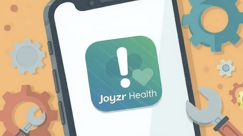 һ��չʾ�ֻ���Ļ���ִ�����ʾ�Ĳ廭����Ļ������ʾ��Joyzr Health��ͼ���һ����̾�ţ���Χ�г��ֺͰ��ֹ��ߡ�����Ϊǳ��ɫ������ƽ����ϸ�����������ʸɾ����޶���Ԫ�ء�