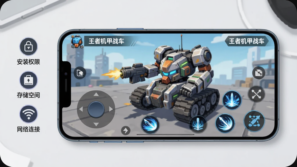 һ�������ֻ�������ʾ����ս����Ϸ���棬�����·�������ҡ���뼼�ܰ�ť���ֻ��Ա������ֱ�ע