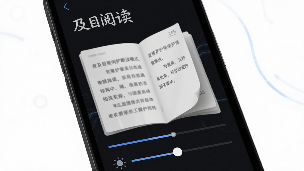 ��Ŀ�Ķ�ҹ�令���Ķ�ģʽ������������һ���ֻ���ʾ��Ŀ�Ķ��Ķ����棬����Ϊ��ɫ����ģʽ�����ֲ��þ�����д���Ű�չʾ���淭ҳ����Ч�������Ϊ���򰵺ڿƼ��磬ϸ�ڰ�����͵�������Ⱦ�������������ȵ��ڻ��飬����2K����Ĥ�����ɾ��޸��ţ��޶���Ԫ��