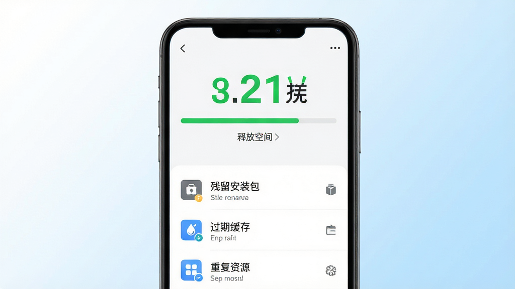���������һ���������ܽ��棬����Ϊ�ֻ���Ļ����Ļ����ʾ�������Ⱥ��ͷſռ���ֵ���·��С�������װ���������ڻ��桱���ظ���Դ�����������б����������ֻ����У�����Ϊ��ɫ��ǳ��ɫ���䣬�����ˬ��࣬ϸ���Ͻ�����Ϊ��ɫ����ֵ��ʾ��Ŀ�����ʸ��壬�ɾ����޶���Ԫ��