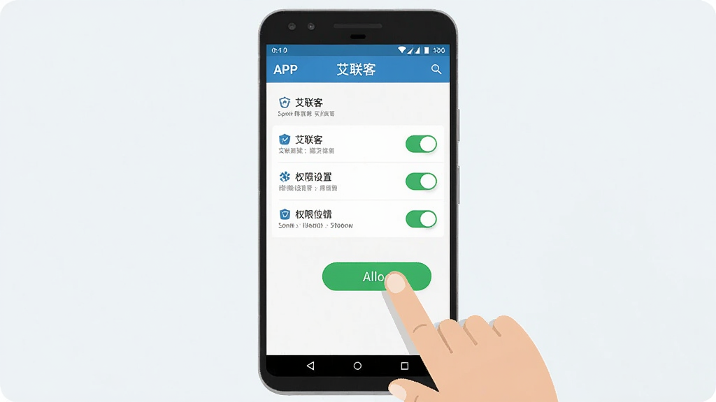 ����չʾһ����׿�ֻ�����Ļ����ʾ�������͡�APP��Ȩ������ҳ�棬�Ա�����ָ���������ť�Ķ���������Ϊ�ֻ����У����Ϊ��ƽ����ѧ��ͼ��ϸ�ڰ���Ȩ���б�����ɫ�������ء���౳�������ʸ��壬�ɾ����޶���Ԫ��