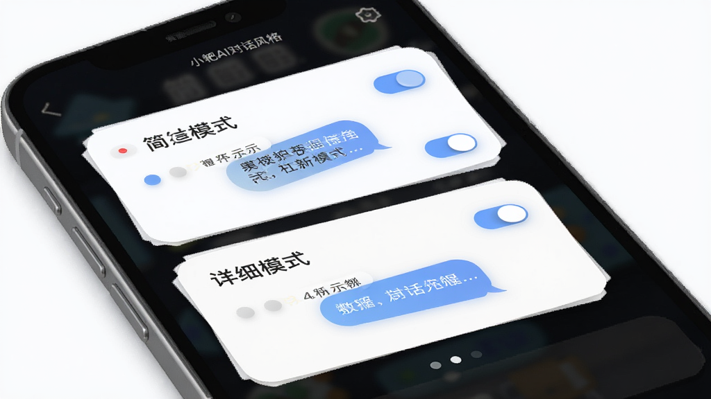 С��AI�Ի�������ý��棬�������ֻ���Ļ��չʾ���ģʽ����ϸģʽ����ѡ�Ƭ������Ϊ�������У��Ű�ɾ������Ϊ���Բ����������ƣ�ϸ�ڰ������ذ�ť��ʾ���Ի����ݡ���ɫ�л�Բ�㣬���ʸ��壬�ɾ����޶���Ԫ��