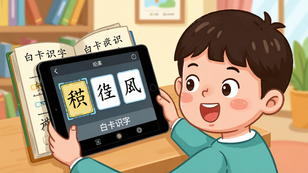 һ��չʾ��ͯ��ƽ����Զ����鱾����ʶ�ֵĳ����廭��ƽ����Ļ�ϳ���ʶ���ͺ��ֿ�Ƭ������¶����ϲ�ı��飬����Ϊ����������豸��д��ͼ�����Ϊ�������õĿ�ͨ���ϸ�ڰ����鱾�ϵĺ��ֱ�������ѡ��ƽ�������ʾ���׿�ʶ�֡�ʶ����������Ϊ��ͥ�鷿�����������������ɾ����޶���Ԫ��