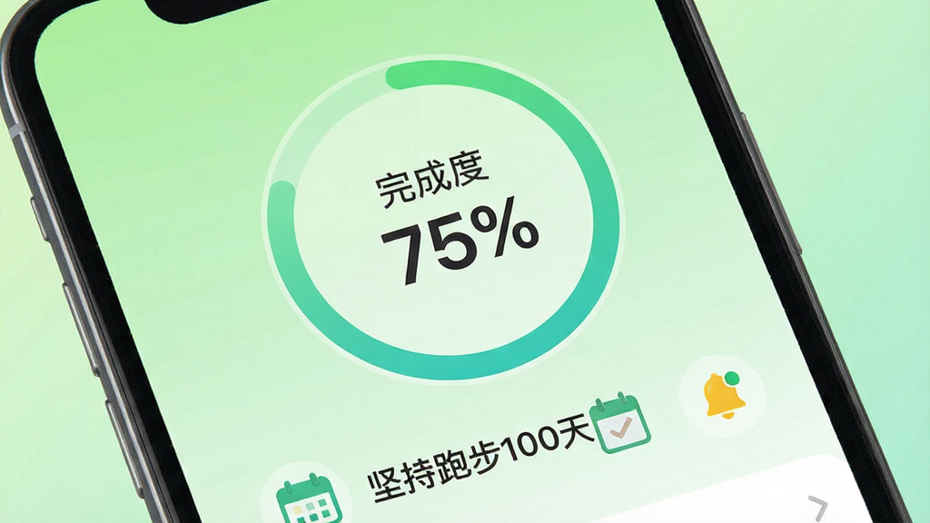 һ����Ը��APP����׷�ٽ����ͼƬ���ֻ���Ļ����ʾһ��Բ�ν��Ȼ����м�д�š���ɶ� 75%�����·�����Ը���ơ�����ܲ�100�족���Ա�������ͼ�����������ͼ�꣬������ǳ��ɫ���䣬�����ˬ��࣬�������������ֺ���