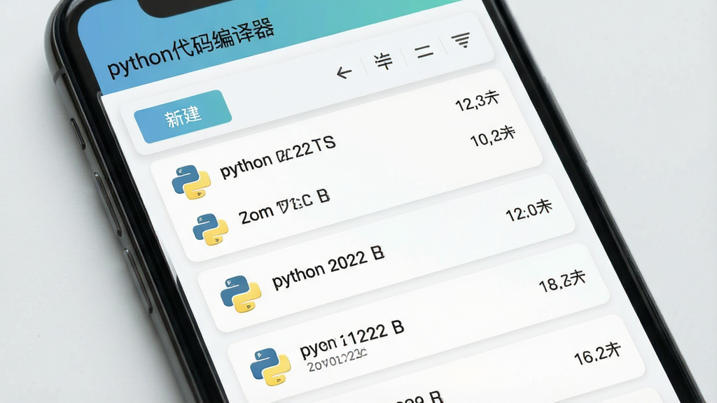 һ��չʾpython����������ļ����������ͼƬ������Ϊ�ֻ���Ļ����Ļ����ʾ�ļ��б���ÿ���ļ�����Pythonͼ�����޸����ڣ�����Ϊ��ֱ�б����Ű����ʣ����Ϊ����ǳɫ��Ƭ��ƣ�ϸ�ڰ����½��ļ��а�ť������ѡ��ļ���С��ʾ����������������ɾ����޶���Ԫ�أ���Ļ������ʾ���֡�python�����������