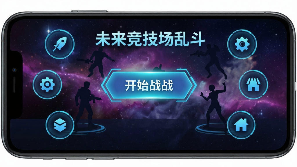 δ���������Ҷ���Ϸ���ؽ���������Ϊ�ֻ���Ļ��ʾ��Ϸ�����棬����Ϊ���뿪ʼ��ս��ť�����ܹ���ͼ�껷�ƣ��Ű������ˣ����Ϊ�ƻñ�ƽ����ƣ�ϸ�ڰ�����ť��Ч���������ơ���ɫ��Ӱ������Ϊ���塢�ɾ����޶���Ԫ�أ������д����֡�δ���������Ҷ�����