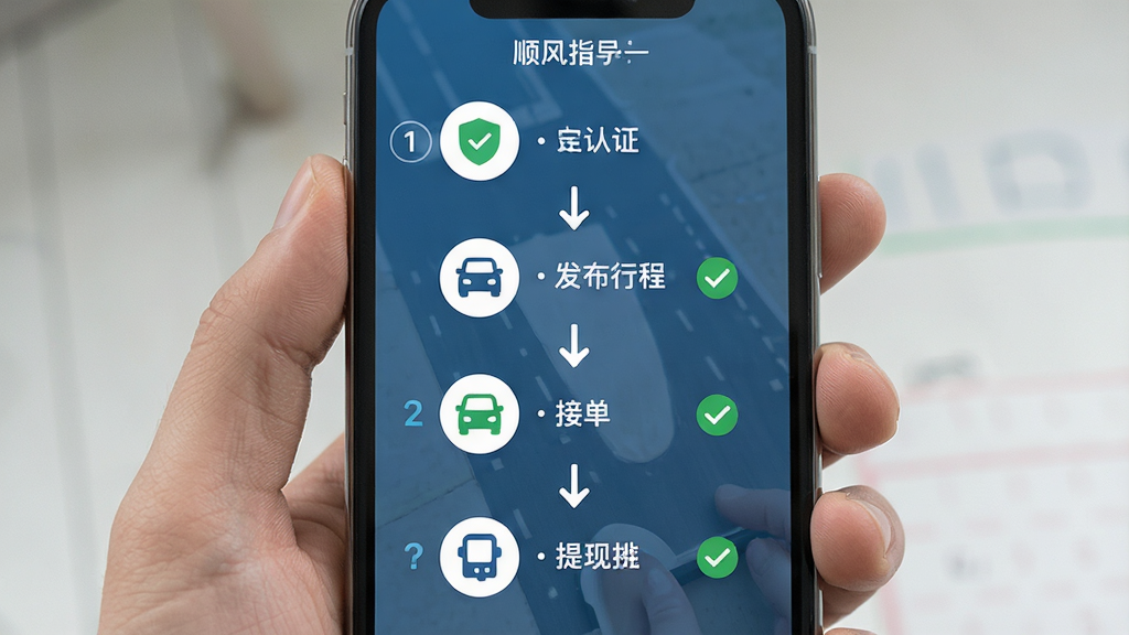 һ��չʾ˳�糵��ƽ̨���ֲ������������ͼƬ������Ϊ�ֻ���Ļ��ʾ����ָ��ҳ�棬������֤�������г̡��ӵ��������ĸ������ͼ�������˵��������Ϊ��������ͼ�����Ϊ�Ѻ�����ʽ������ϸ�ڰ���������š���ͷ���ӡ����״̬��ѡ�����ʸ��壬�ɾ����޶���Ԫ��