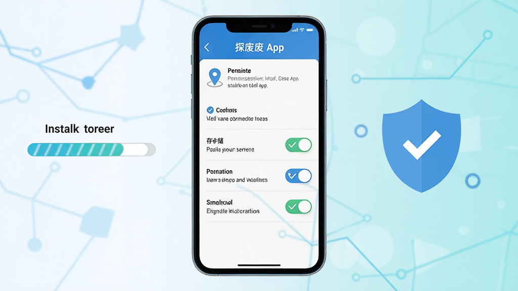 һ��չʾ̽��App��װ��Ȩ�����õ�ʾ��ͼ���������ֻ���Ļ��ʾӦ��Ȩ�޹���ҳ�棬������λ���洢���绰��Ȩ�޿��ء�����Ϊ�ֻ����У��Ա��а�װ�������Ͷ��ư�ȫͼ�ꡣ���Ϊ��ƽ���Ƽ��磬ϸ�ڰ���Ȩ��˵�����֡���ѡ״̬�����ʸ��壬����ɾ����޶���Ԫ�ء�