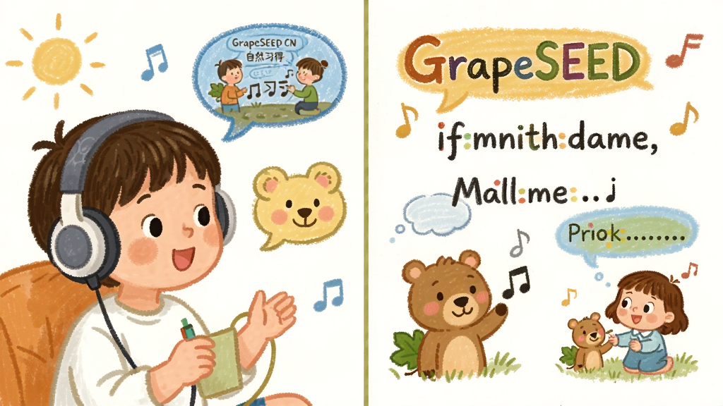 ����ΪGrapeSEED CN��Ȼϰ��ѧϰ����������Ϊ����ͯ�����������£��Ҳ���ʾӢ����ӺͶ�Ӧ�廭���Ű�Ϊ���ҷ��������Ϊ��ܰ�ֻ�����磬ϸ�ڰ�����ɫ���ݶԻ��򡢿�ͨ����������ţ����ʸ��壬�ɾ����޶���Ԫ��