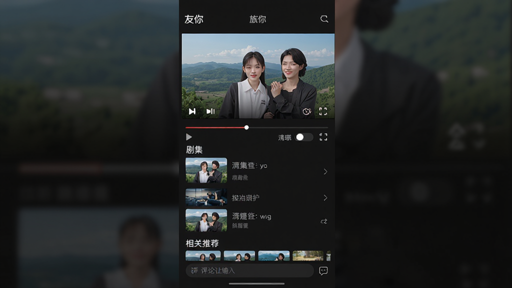 �������չۿ����ܽ��棬����Ϊ�����㡱��������Ƶ����ҳ������Ϊ�Ϸ���Ƶ���Ŵ����·��缯�б�������Ƽ����Ű������������ṹ�����Ϊ��ɫģʽ������ƣ�ϸ�ڰ������Ž��������������л���ť��ȫ��ͼ�ꡢ��������򣬻��ʸ���ɾ��޶���Ԫ��