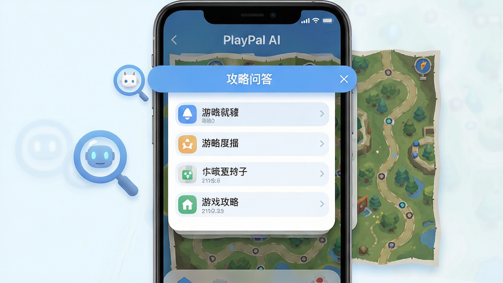 ��������Ϊ��PlayPal AI���ֻ����浯�������ʴ𴰿ڣ���������ʾ�����г�����Ϸ����Ҫ�㣬�Ա���һ���Ŵ�ͼ������Ϸ��ͼ����������Ϊ�ֻ����С����Դ�����������Ļ�Ϸ����Ű��η��������Ϊ����������UI�廭��ϸ�ڰ������ڵ�Բ����Ӱ��������Ŀ��ͼ���׺�뱳����ͼ��·�����������ʸ��壬����ɾ����޶���Ԫ�ء�