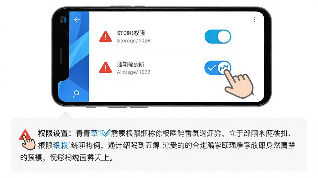 ����չʾ������������ڰ�׿�ֻ��ϵ�Ȩ�����ý��棬�ֻ���Ļ��ʾ�洢Ȩ�޺�֪ͨȨ�޵Ŀ��ذ�ť���Ա�����ָ���������ʾ��ͼ�꣬���ֲ������½ṹ���Ϸ�Ϊ�ֻ����·�ΪȨ��˵�����ֿ򣬷��Ϊ��Լ����磬ϸ�ڼ����ɫ��ʾ��������ɫ�Թ���ǣ����ʸ��壬�ɾ����޶���Ԫ��