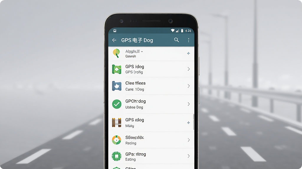 ��������һ����׿�ֻ�չʾGPS���ӹ����ý��棬�б����������У���������͵Ľ����ɫ���·���ߣ���񼫼����£�ϸ�ڸɾ����޶���Ԫ��