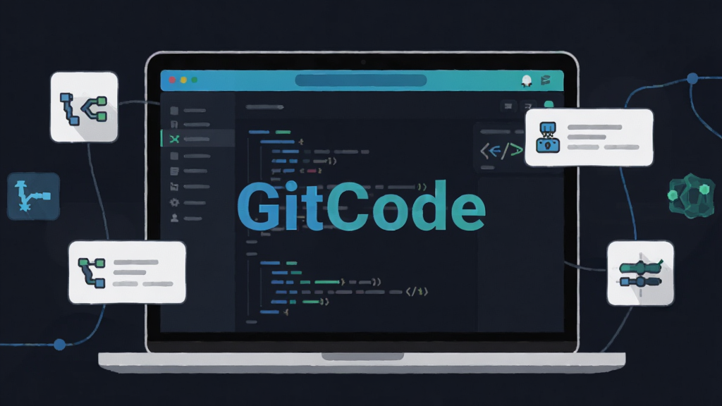 һ��չʾGitCodeƽ̨�������ĸ���ͼ������Ϊ�ʼǱ�������Ļ��ʾ����ֿ����ҳ�棬��Ļ����ͻ����GitCode�����ֱ�ʶ����Χ���ƴ����֧ͼ�ꡢ�ϲ�����ͼ������ˮ��״̬ͼ�꣬���ֲ��þ��й�ͼ�����Ϊ�ִ��Ƽ��б�ƽ�廭��ϸ�ڰ�����ɫ����������ɫ����Ԫ�أ������������ɾ����޶���Ԫ��