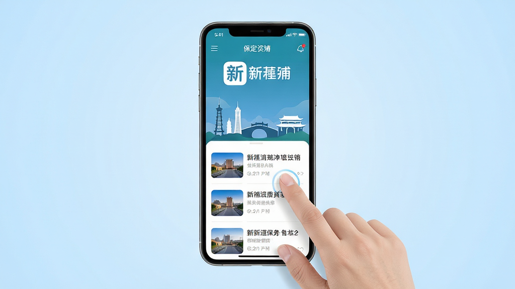 ��������Ϊһ�������ֻ�����Ļ������չʾ�����ܸ���App����Ѷ��ҳ���棬�����а����������еر��Ӱ�������б������ֲ��þ��й�ͼ���ֻ�������ǳ��ɫ���䱳��֮�ϣ��Ű����ִ���ͻ��Ӧ��ͼ�������ơ����ܸ��������Ϊ��ƽ���Ƽ��У�ϸ����������ָ�ᴥ��Ļ�Ļ����У������������ɾ��޶���Ԫ�ء�