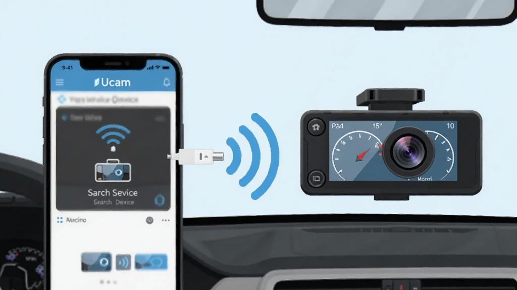 һ��չʾ�ֻ����г���¼��ͨ��Wi-Fi���ӵ�ʾ��ͼ������������ֻ���Ļ��ʾ��Ucam��Ӧ�����������豸���Ҳ��ǰ�װ���������粣���ϵ��г���¼�ǣ�����֮���������źŲ������ӣ�����Ϊ�����������Σ����Ϊ��ƽ���Ƽ��廭��ϸ�ڸɾ�����������