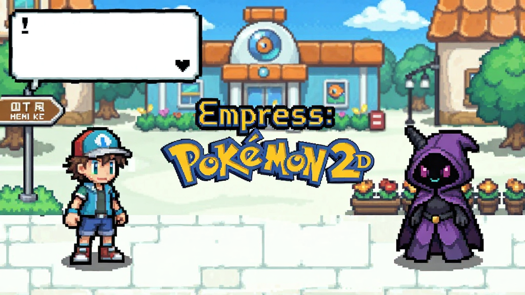һ��չʾEmpress: Pok��mon 2D��Ϸԭ����ɫ���������ط���棬���������һλ���ط�������ѵ��ʦ���Ҳ���һλ����NPC��������Empress�����ĳ���㳡���б��������ı�־�Խ�����������������������д�š�Empress: Pok��mon 2D�������Ϊ16λ����RPG��ϸ�ڰ����Ի����ݡ�·��ͻ��ݣ����ʸɾ��������޶���Ԫ��