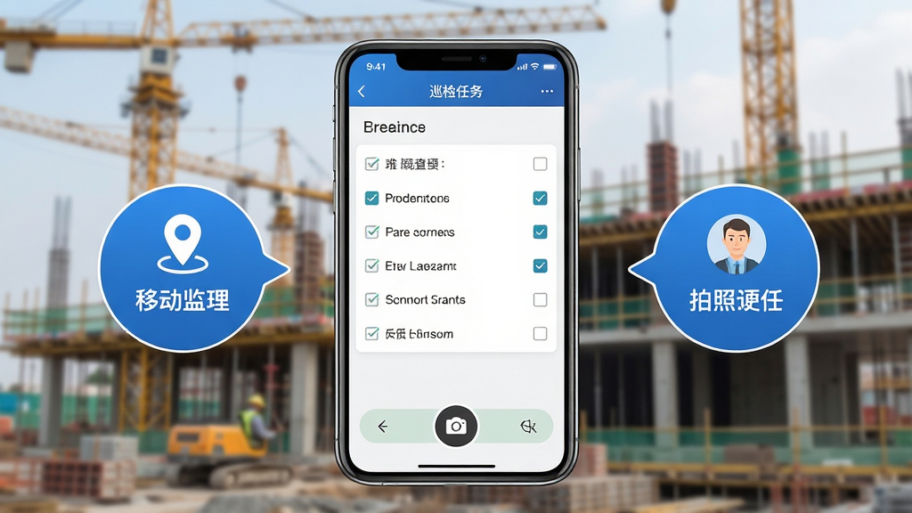 �ƶ�����APP�ֳ�Ѳ�칦��չʾͼ����������Ϊ�ֻ���Ļ��д����ʾѲ�������б��������ϴ����棬����Ϊ�黯�Ľ������س��������ֲ����ֻ����м����ҹ������ݱ�ע���Ű淽ʽ�����Ϊ�������Ƽ��磬ϸ�ڰ�����λͼ�ꡢ�����ť������ѡ���������ͷ�񣬻��������ɾ����޶���Ԫ��