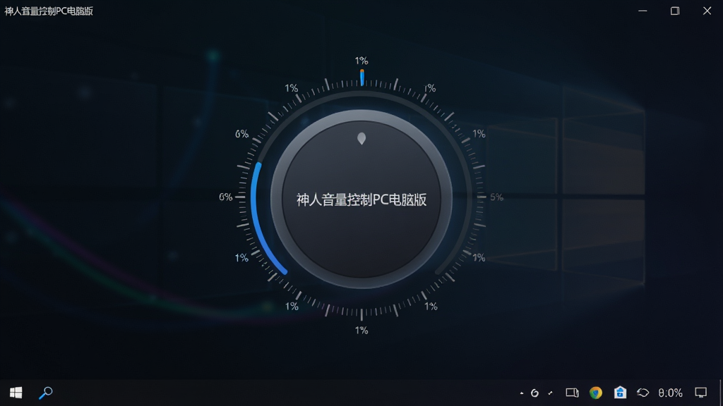 һ�ż���ִ���Windows�������������ͼ��������������Ϊ��������������PC���԰桱��Բ��������ť����ť��Χ��1%��ϸ�̶��ߣ�����Ϊ��ɫ�������棬���½���ʾϵͳ����ͼ�꣬��������ˬ�Ƽ��У������������ɾ��޶���Ԫ��