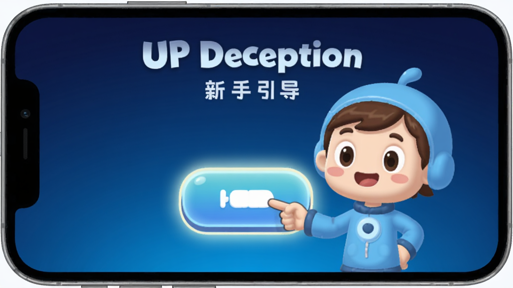 UP Deception �����������棬����չʾ�ֻ���Ļ��һλ��ͨ�򵼽�ɫָ�򷢹�Ĳ�����ť������Ϊ����ɫ���䣬����Ϊ���½ṹ���Ϸ������·���ť�����Ϊ�Ѻý�ѧ�磬ϸ�ڰ���Բ��ͼ������͹��Σ������������ɾ����޶���Ԫ��